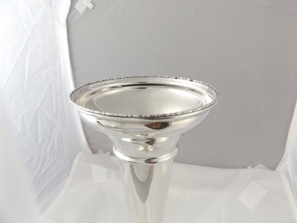 Large Hallmarked Silver Trumpet Vase View V