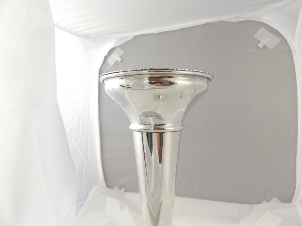 Large Hallmarked Silver Trumpet Vase View VIII