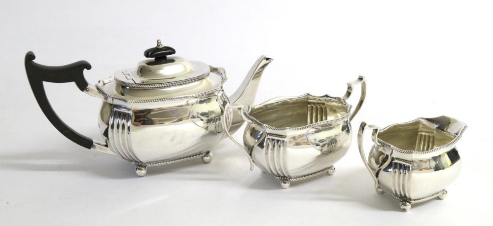 Superb Heavy Antique 3 Piece Silver Tea Set Barnard & Sons