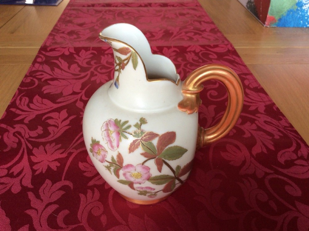 Royal Worcester Blush Ivory Porcelain Painted Jug 1889