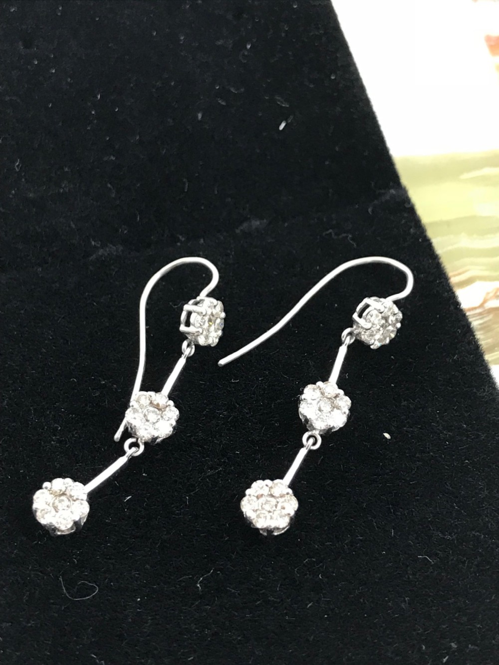 Superb Art Deco Pair of Triple Cluster 1.2ct Diamond Earrings View VIII