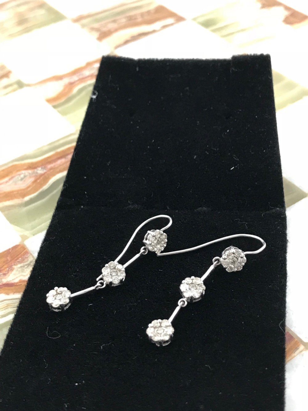 Superb Art Deco Pair of Triple Cluster 1.2ct Diamond Earrings View IX