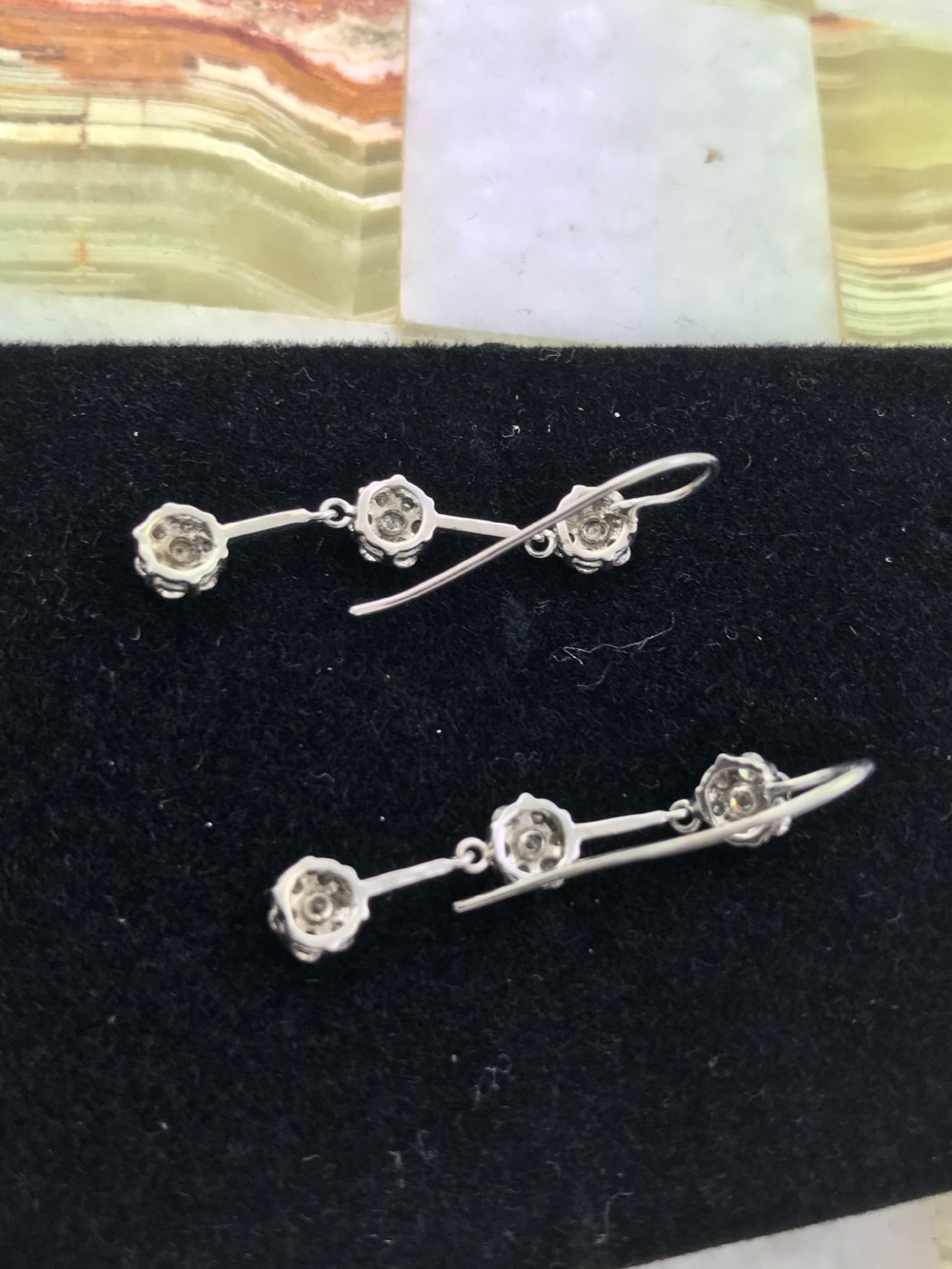 Superb Art Deco Pair of Triple Cluster 1.2ct Diamond Earrings View XI