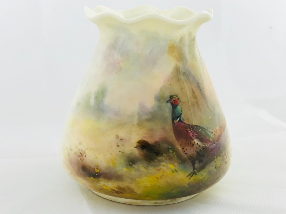 Lovely Royal Worcester Bag Shape Vase James Stinton