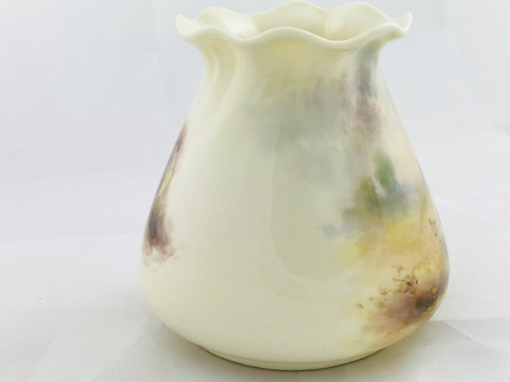 Lovely Royal Worcester Bag Shape Vase James Stinton View II