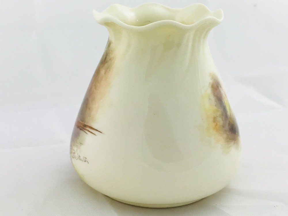 Lovely Royal Worcester Bag Shape Vase James Stinton View III