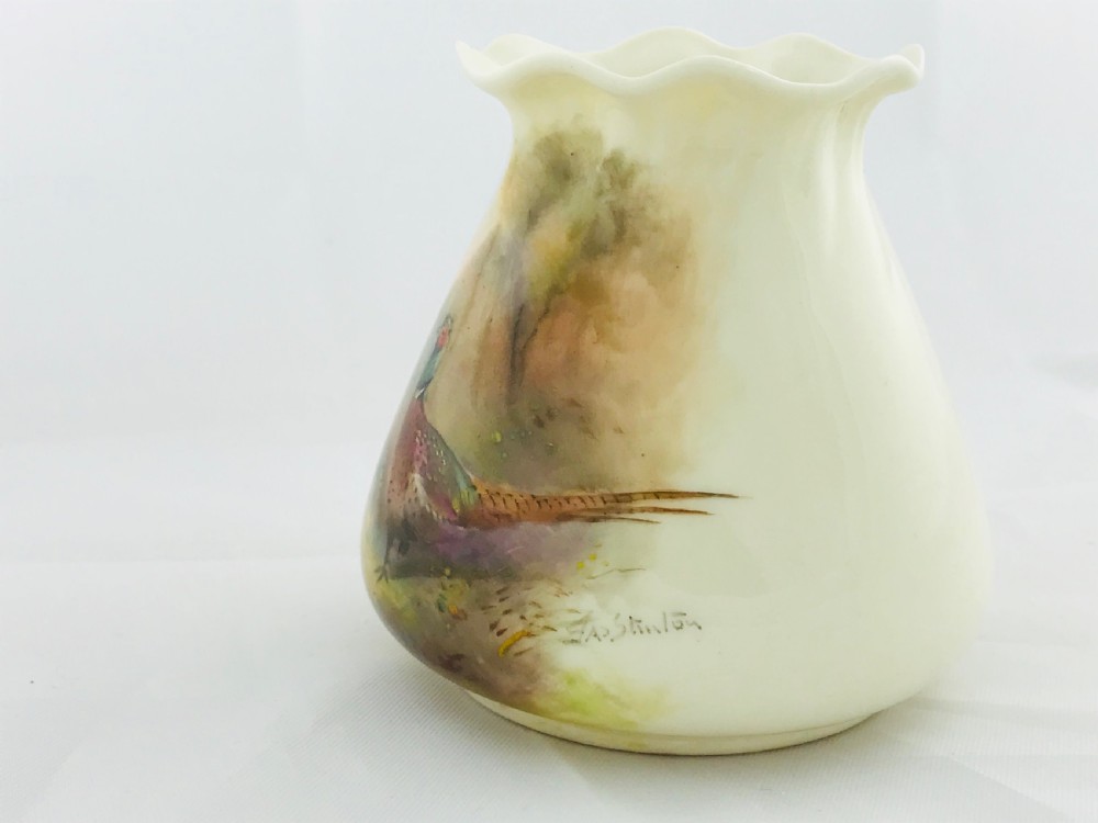 Lovely Royal Worcester Bag Shape Vase James Stinton View V