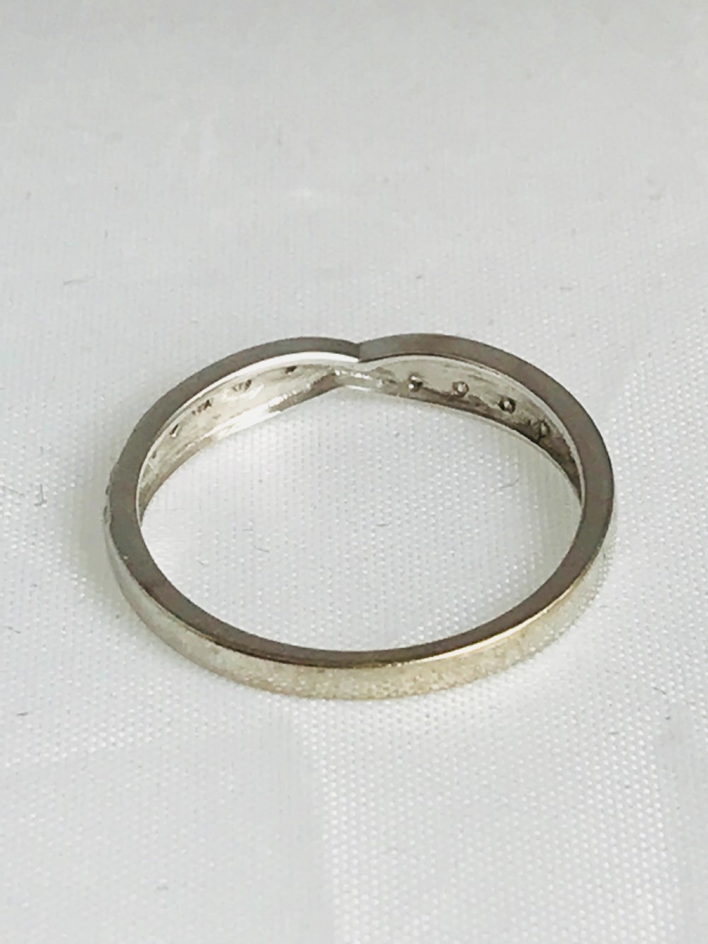 Antique 18ct White Gold Half Eternity with a Twist. Size L View V