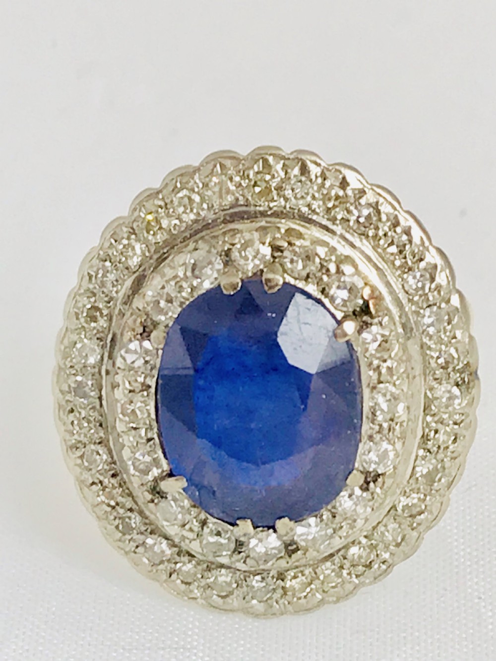 1.1ct Diamond 4.25ct Sapphire 18ct Gold Ring