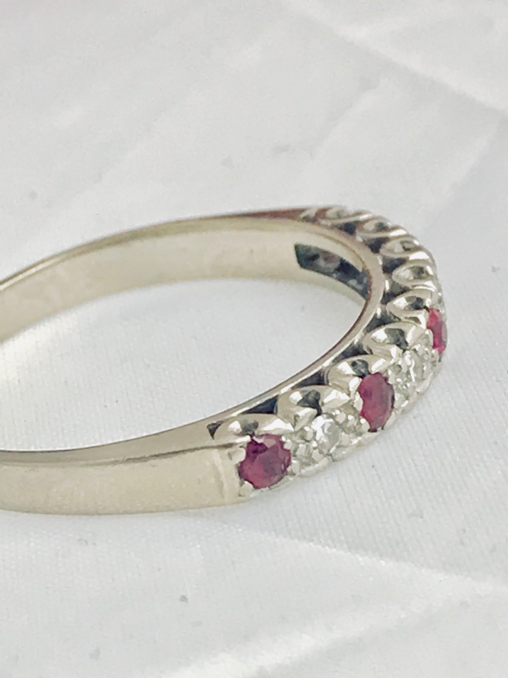 Lovely 18ct White Gold Ruby & Diamond 1/2 Eternity Ring View II