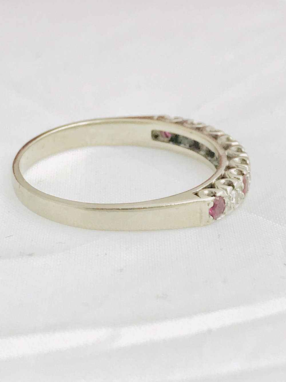 Lovely 18ct White Gold Ruby & Diamond 1/2 Eternity Ring View VI