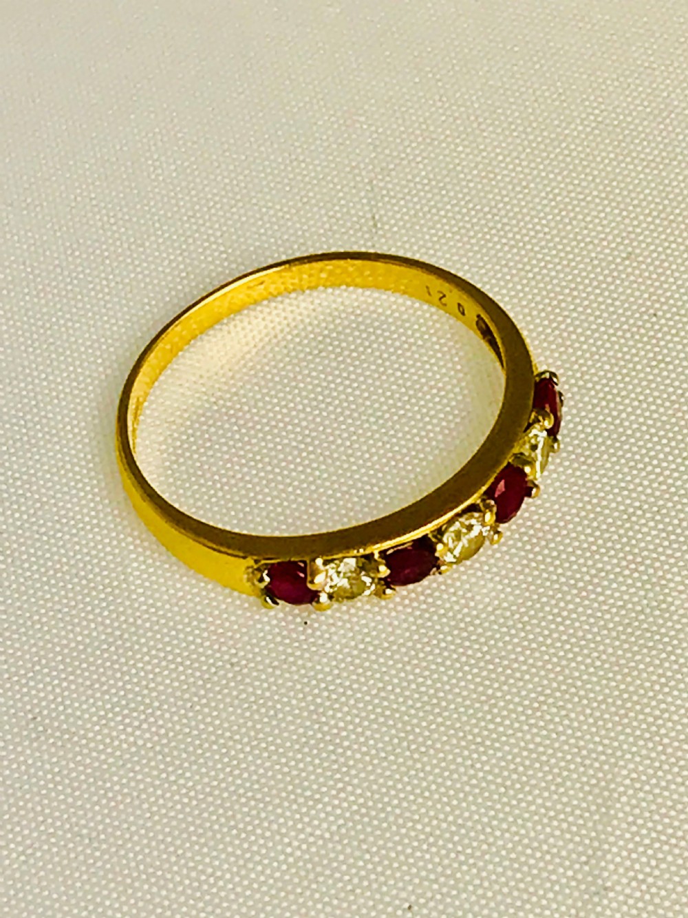18ct Gold Ruby and Diamond Half Eternity Ring View IX