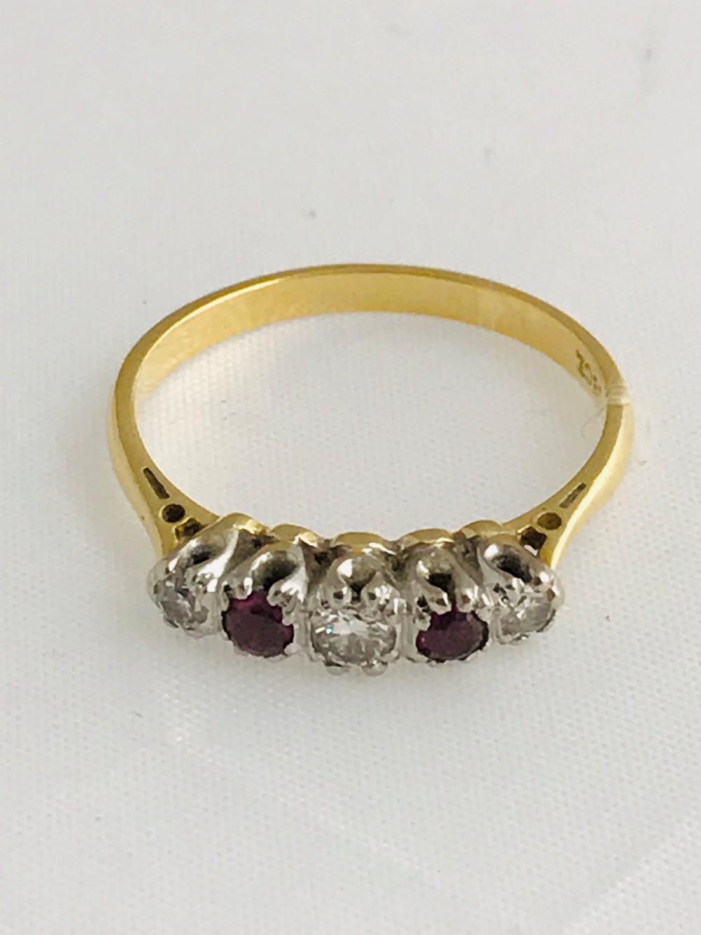 Lovely Edwardian 18ct Yellow Gold Diamond and Ruby Ring View VIII