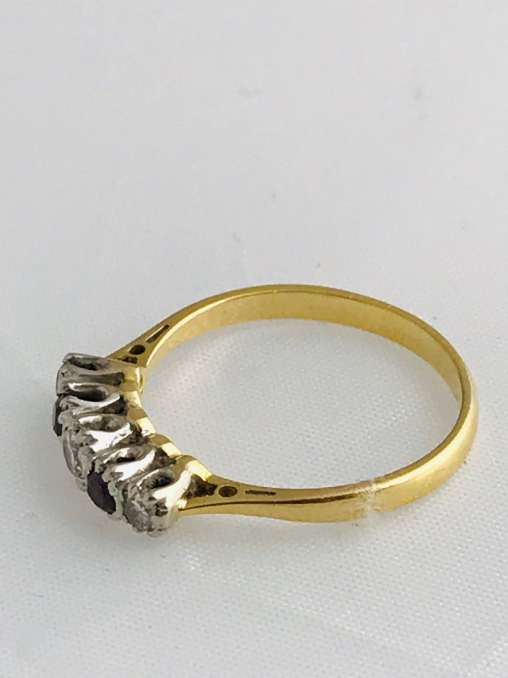 Super Edwardian 18ct Gold Ruby & Diamond Gypsy Ring View XI