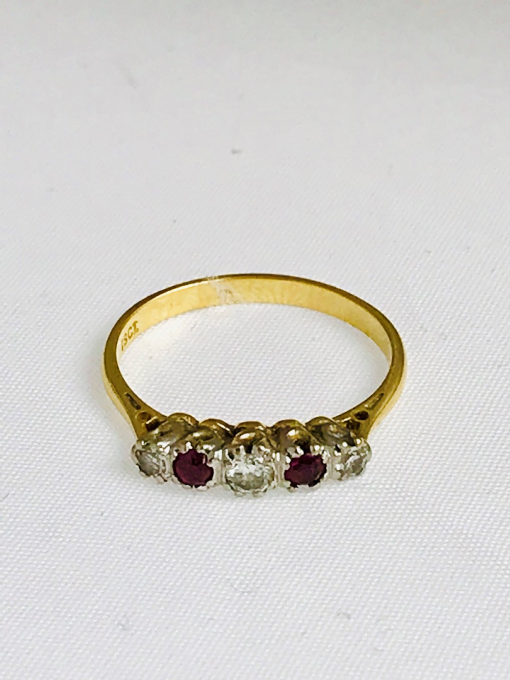 Lovely Edwardian 18ct Yellow Gold Diamond and Ruby Ring View III