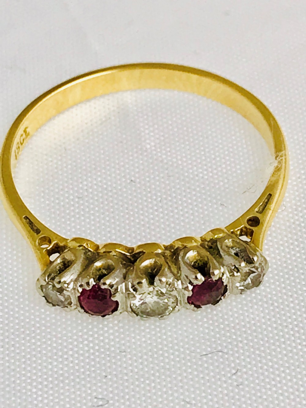 Lovely Edwardian 18ct Yellow Gold Diamond and Ruby Ring View VII