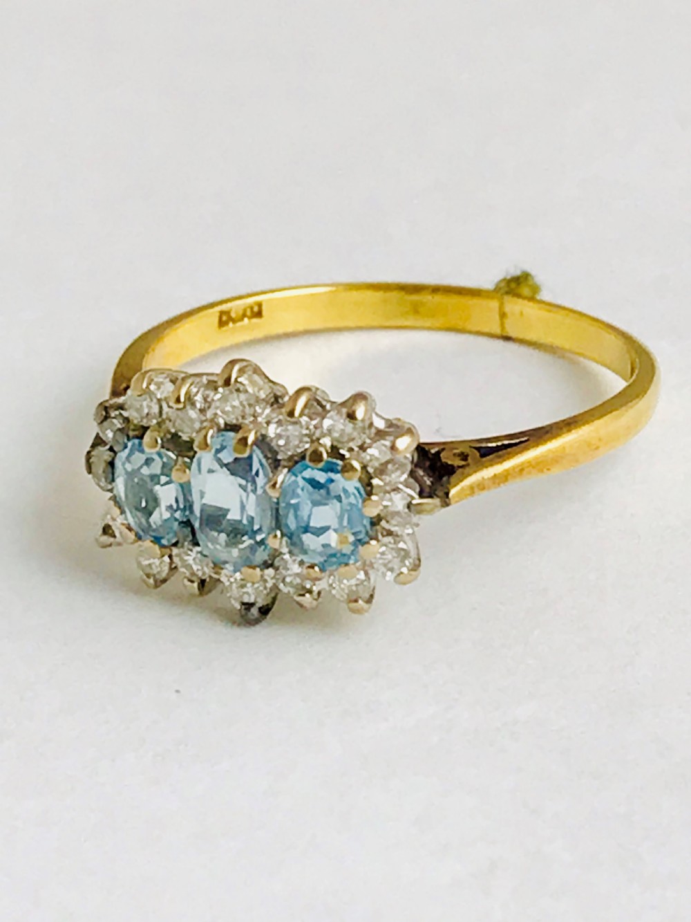 Aquamarine & Diamond 18ct Gold Cluster Ring View IV