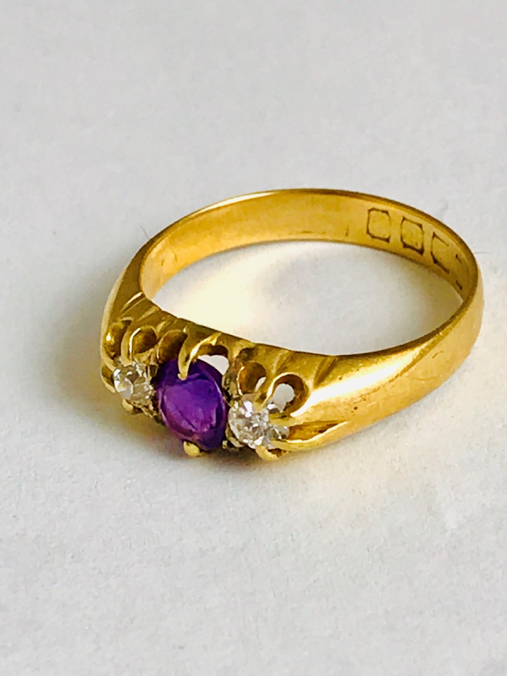
Antique 18ct Gold Amethyst & Diamond Ring View IV