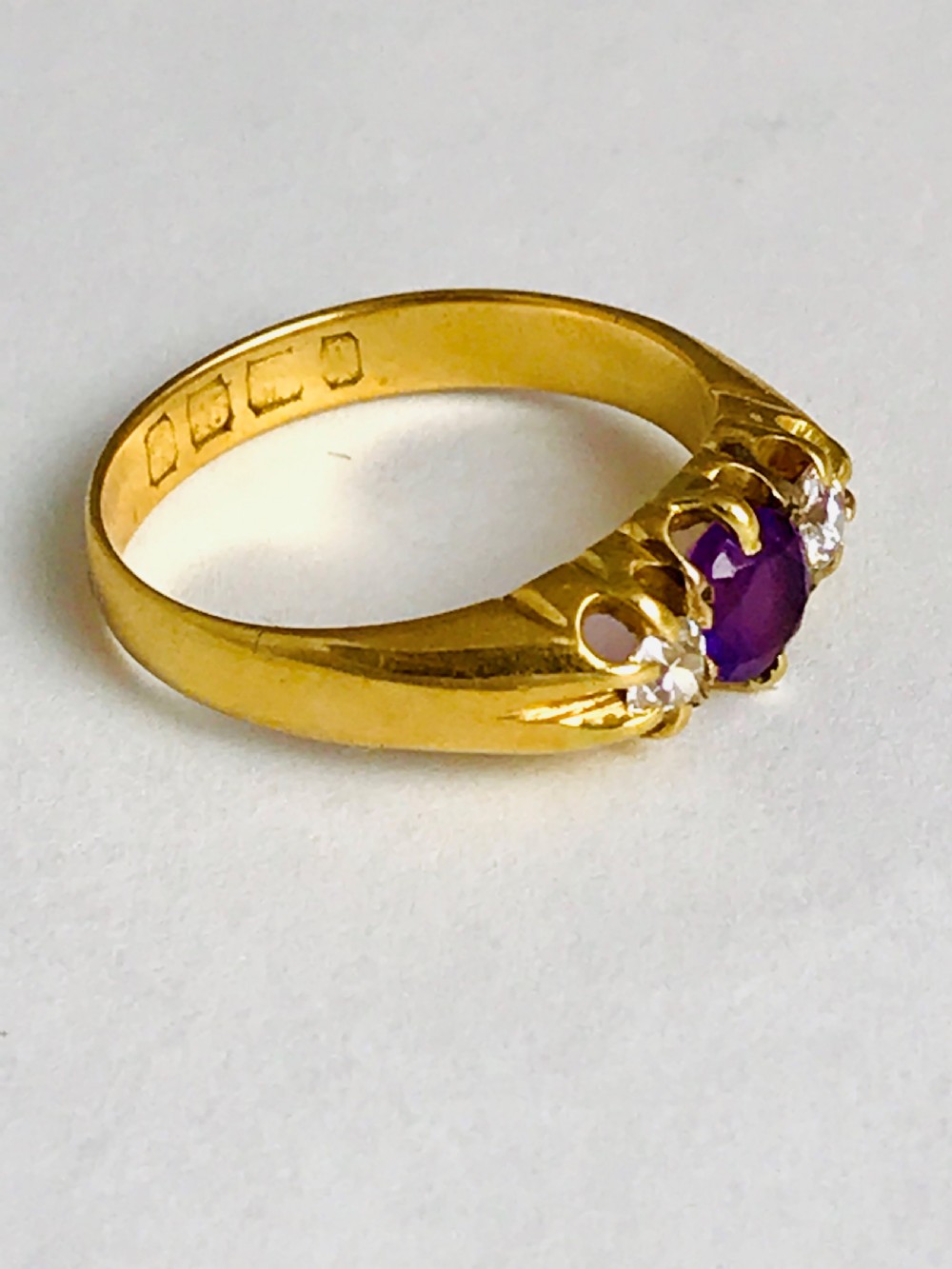 
Antique 18ct Gold Amethyst & Diamond Ring View V