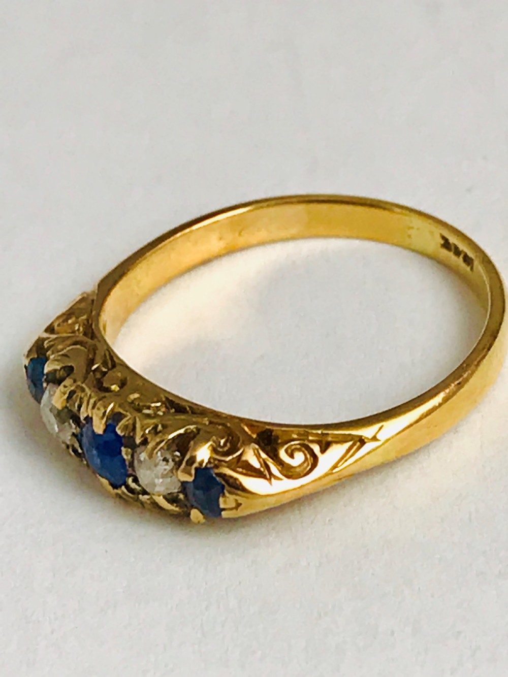 Edwardian 18ct Gold Sapphire & Diamond Ring View II