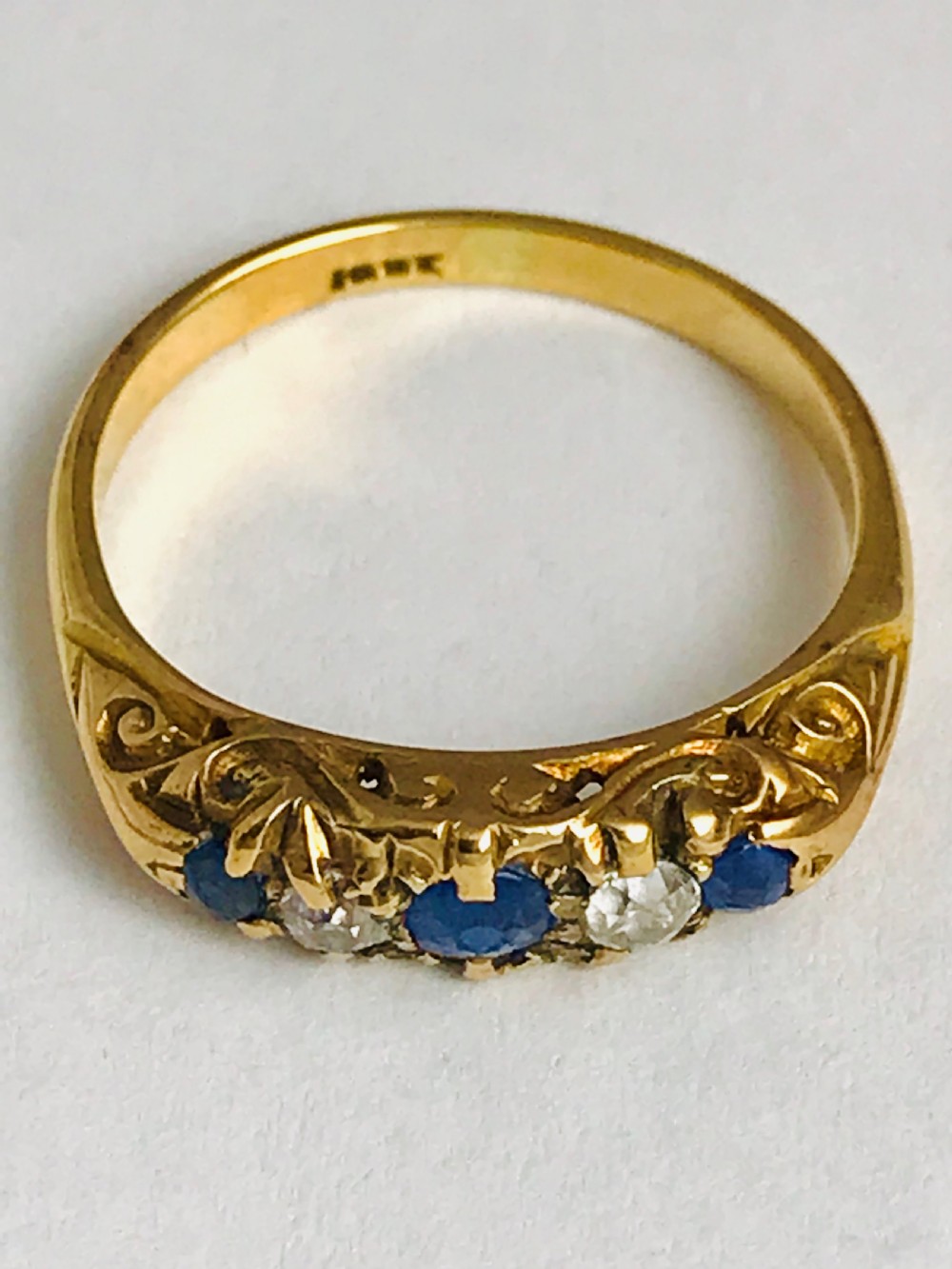Edwardian 18ct Gold Sapphire & Diamond Ring View III