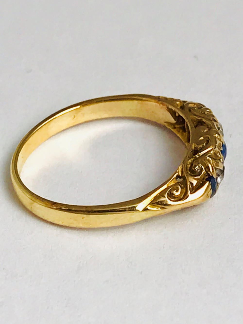 Edwardian 18ct Gold Sapphire & Diamond Ring View V