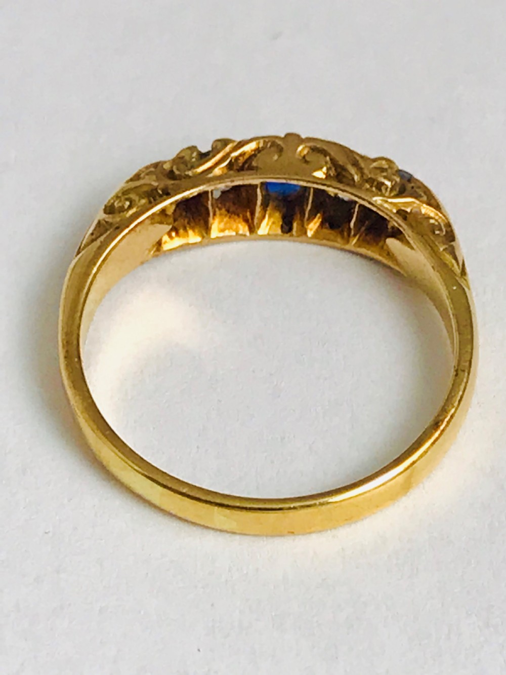Edwardian 18ct Gold Sapphire & Diamond Ring View VI