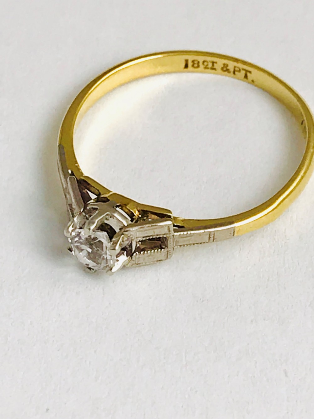 Stunning Art Deco 18ct Gold 0.35ct Solitaire Diamond Ring View III