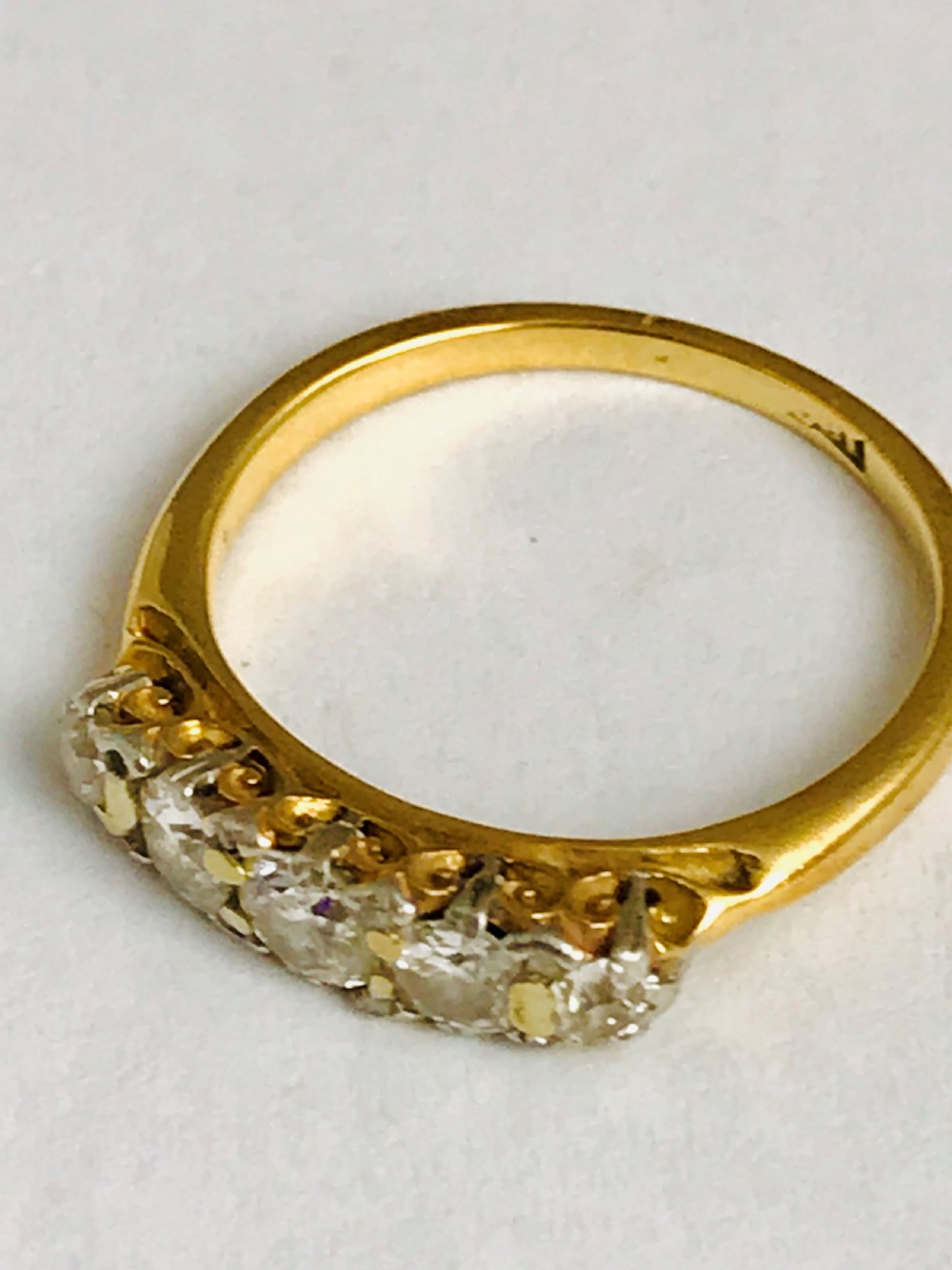 Beautiful Victorian 18ct Gold Five Stone Old Cut Diamond Ring 0.6ct View III