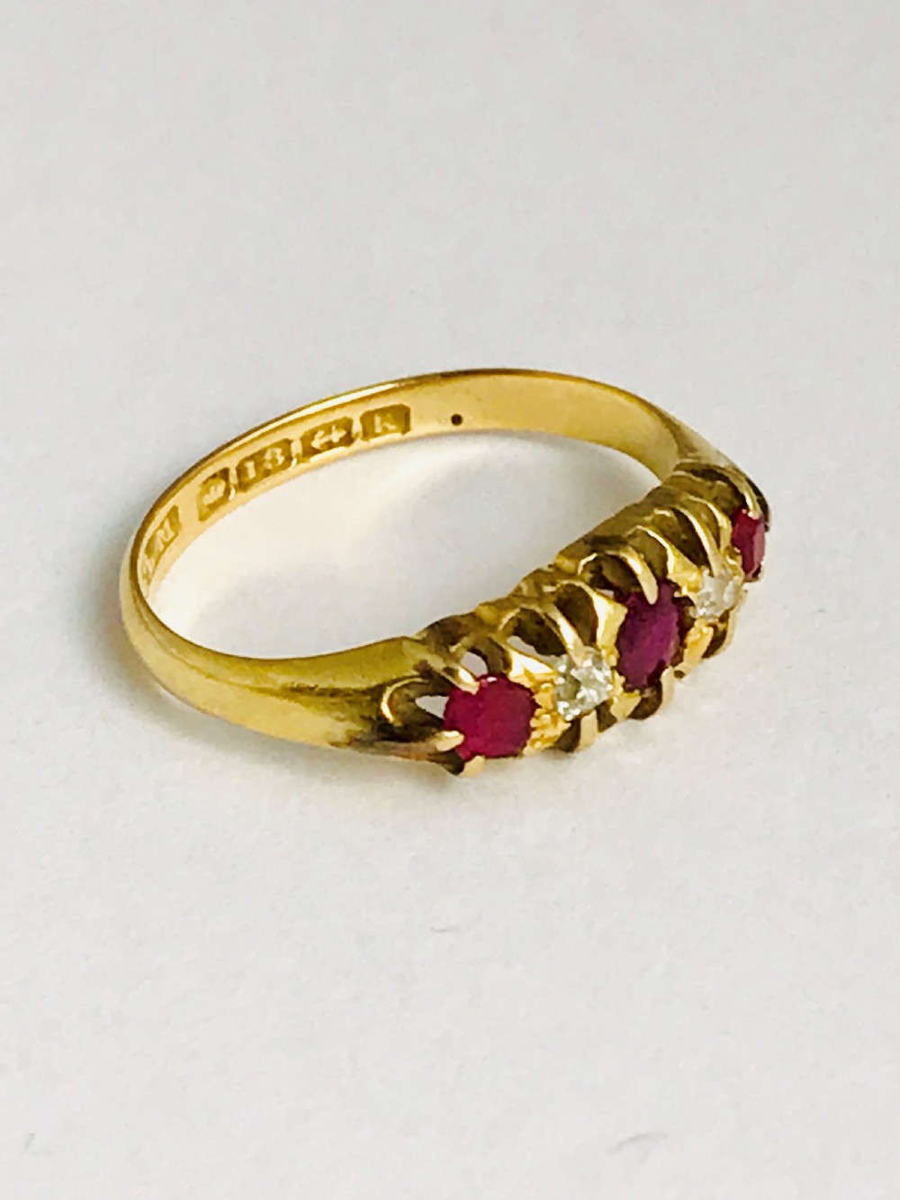 Edwardian 18ct Gold Ruby & Diamond Ring View II