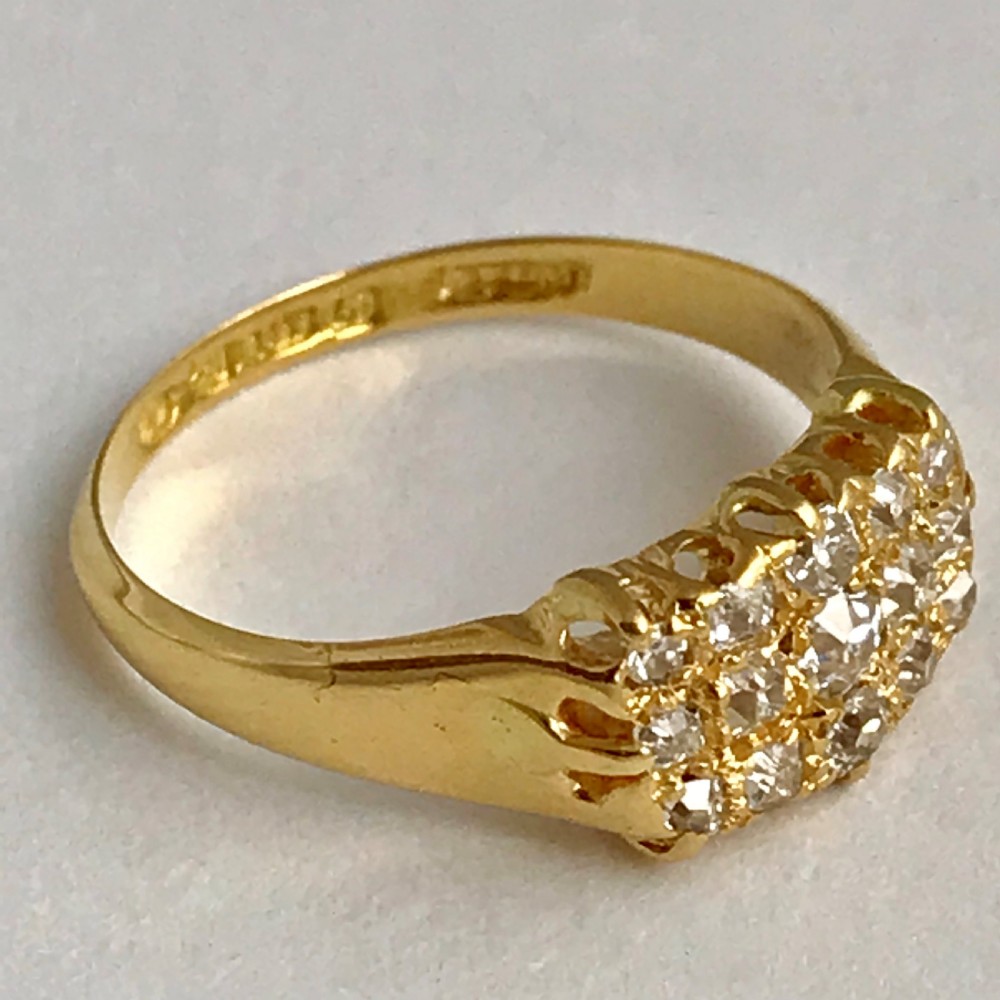 A Three Row 18ct Gold Diamond Cluster Ring 0.50ct. Size N View II