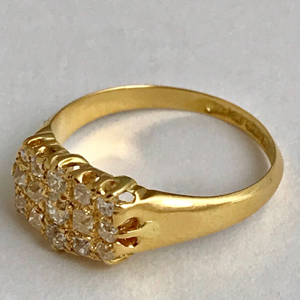 A Three Row 18ct Gold Diamond Cluster Ring 0.50ct. Size N View III