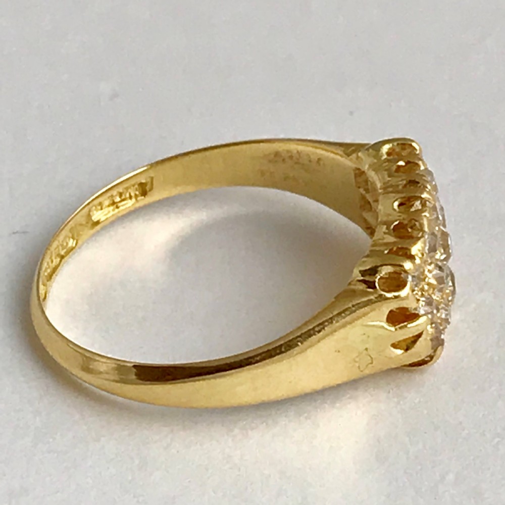 A Three Row 18ct Gold Diamond Cluster Ring 0.50ct. Size N View V