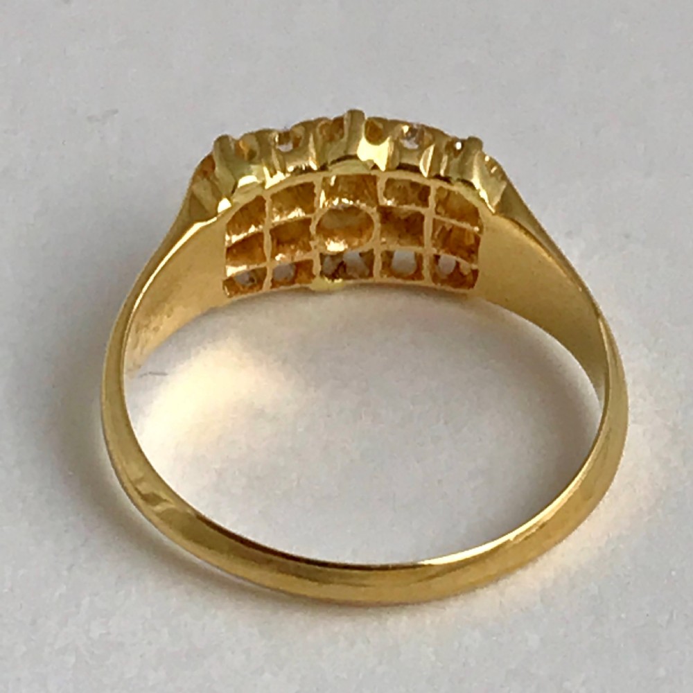 A Three Row 18ct Gold Diamond Cluster Ring 0.50ct. Size N View VI