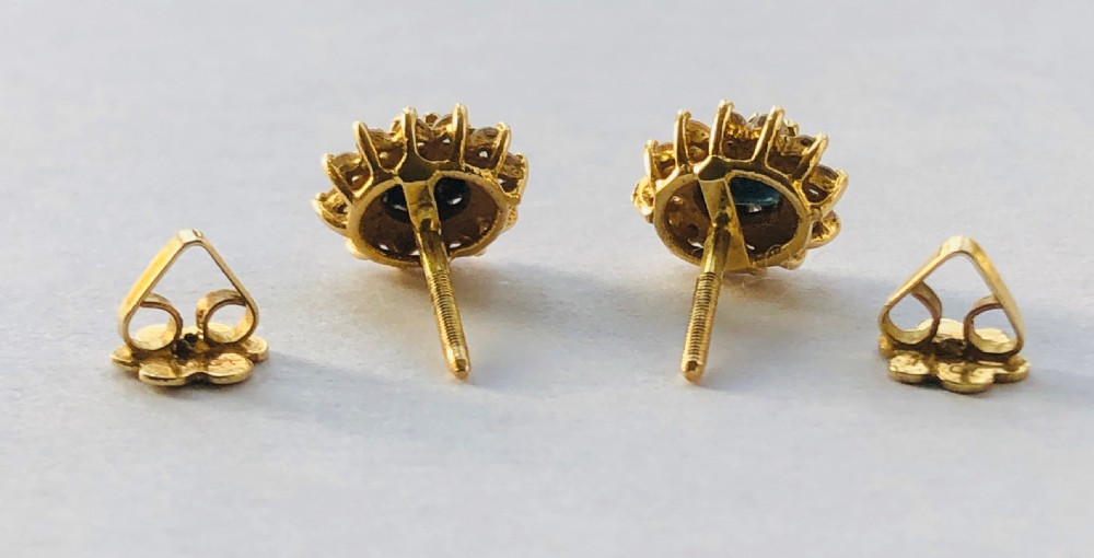 Lovely Pair of Sapphire and Diamond 18ct Gold Earrings View IV