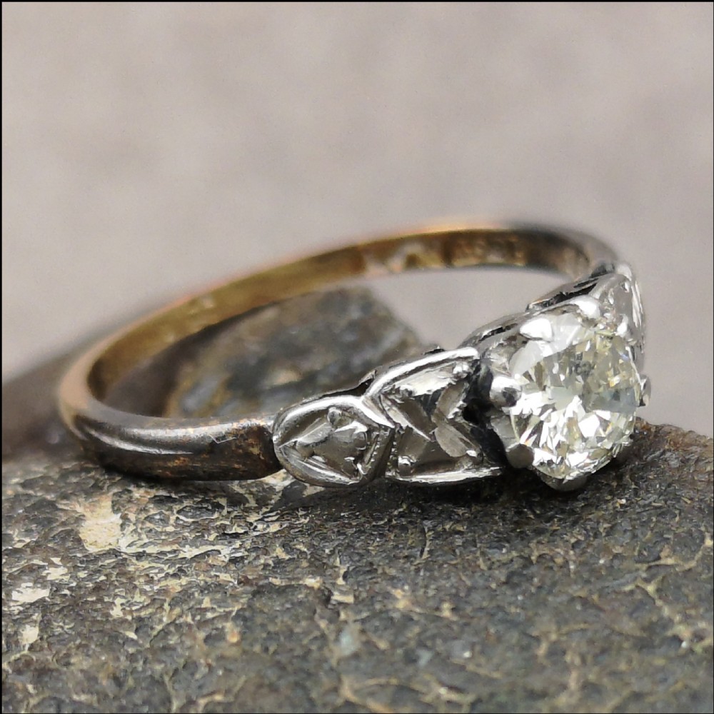 Lovely Art Deco Period 18ct Gold & Platinum 0.5ct Diamond Solitaire Ring