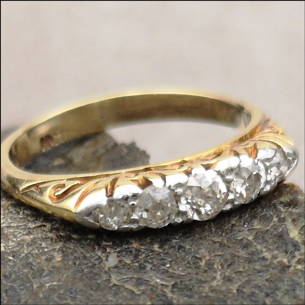 Edwardian 18ct Gold 5 Stone 0.6ct Diamond Ring
