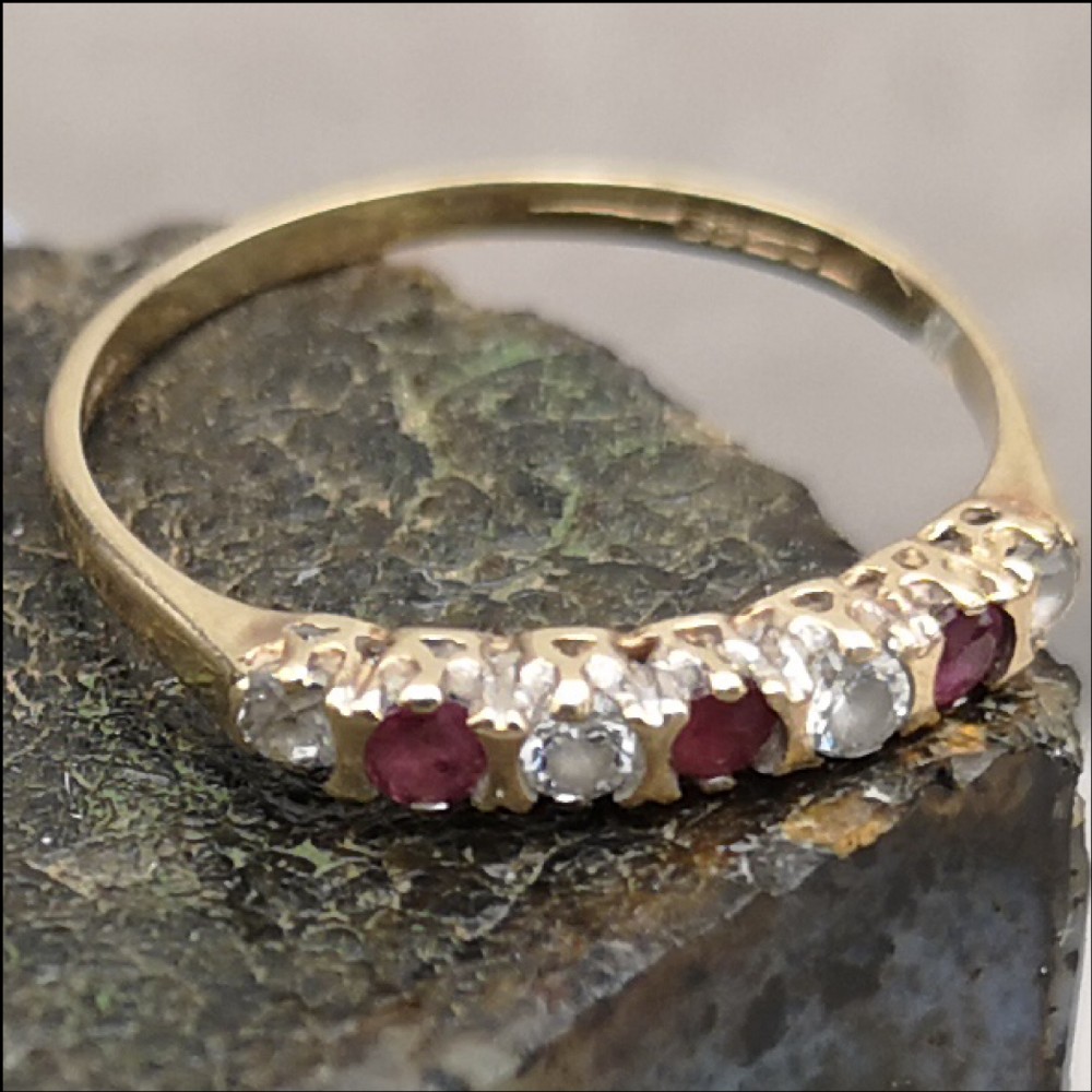 9ct gold ruby eternity diamond ring