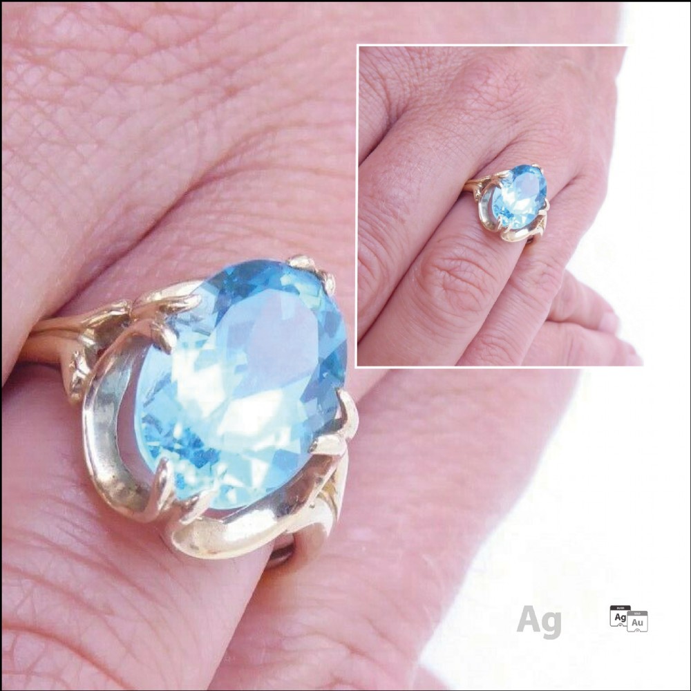 Large 3.5ct Topaz 9ct Gold Ring Size P1/2