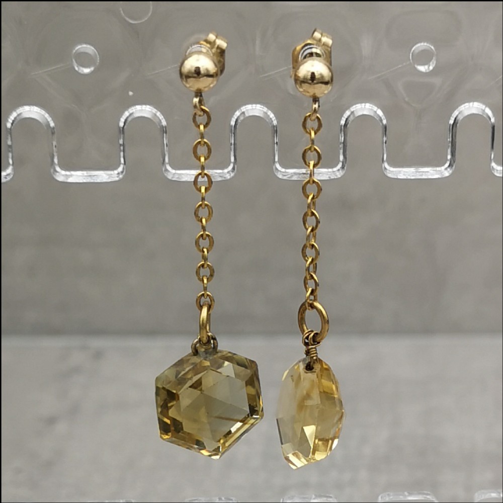 Art Deco 9ct Citrine Drop Earrings