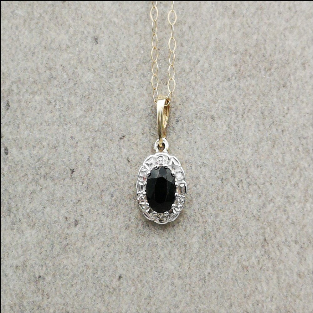 9ct Gold Sapphire And Diamond Necklace 