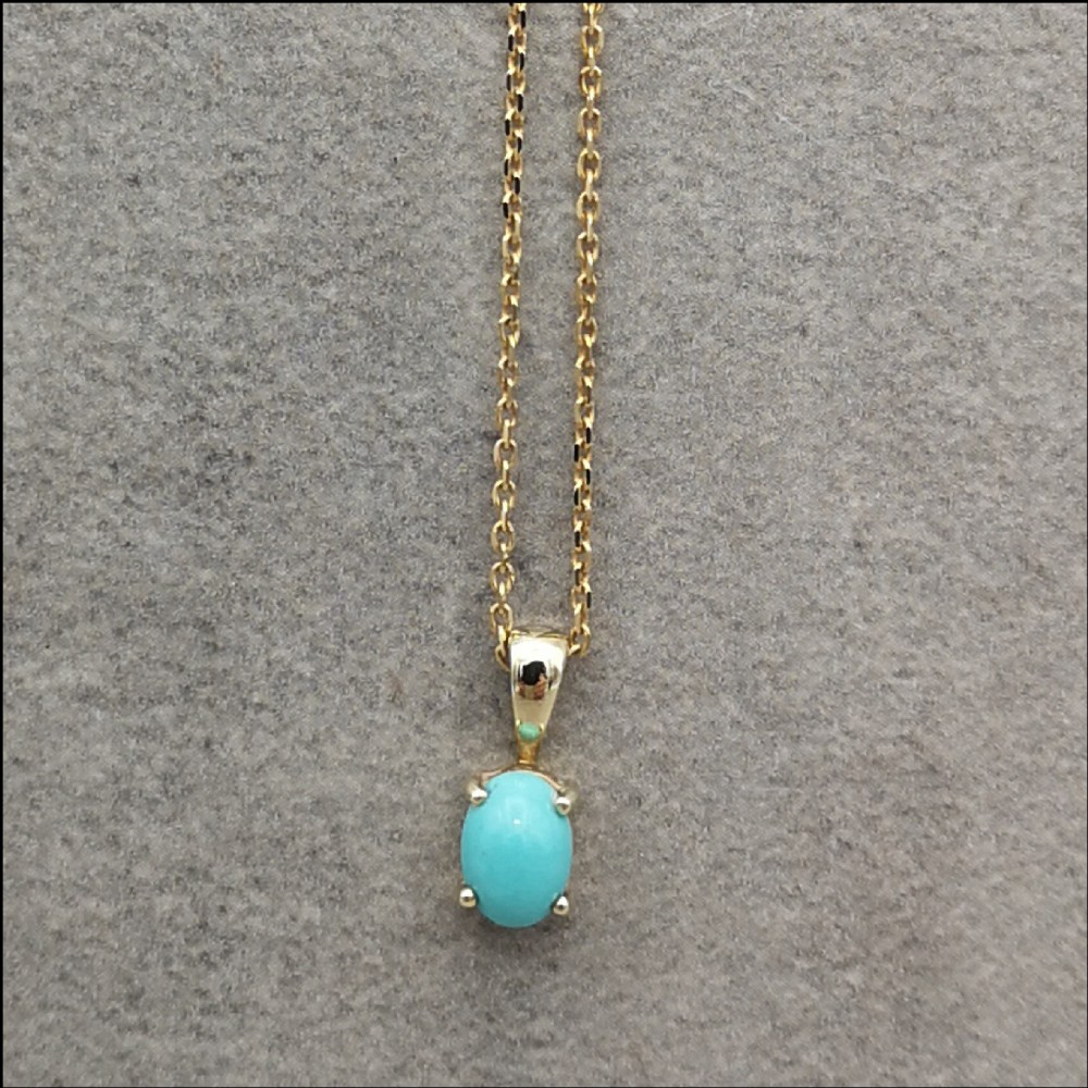 9ct Gold Turquoise Pendant and Chain