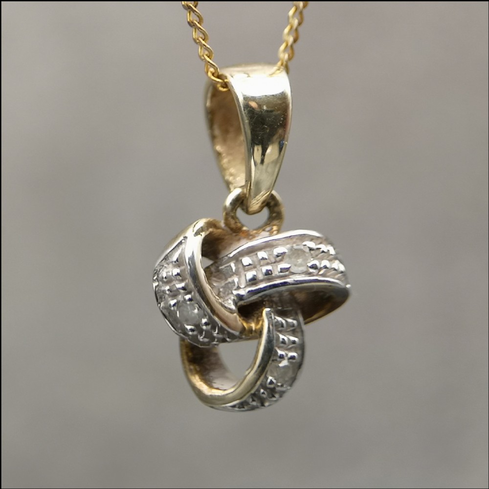 9ct Gold Diamond Knot Necklace