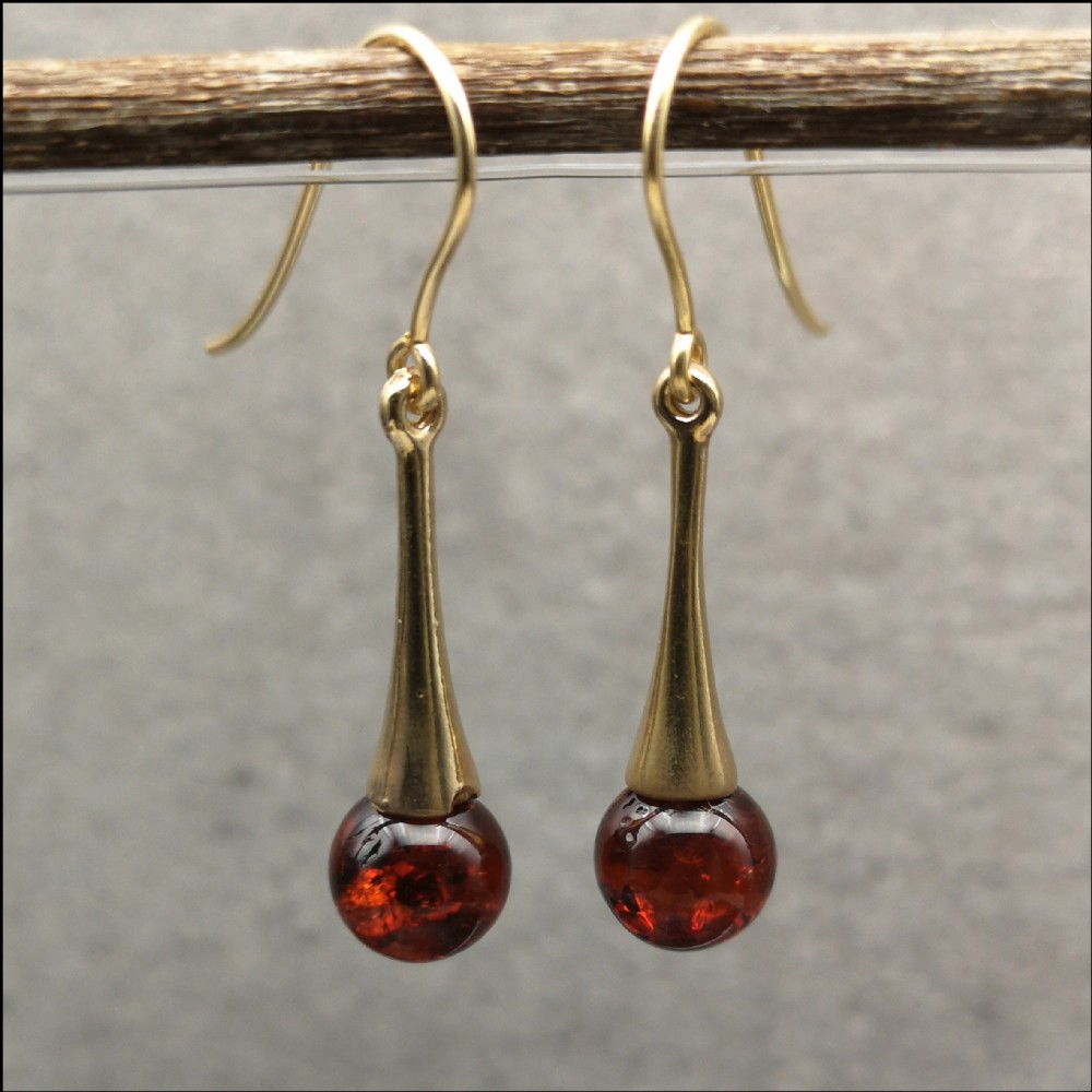 9ct Gold Amber (3.50ct) Each Drop Earrings