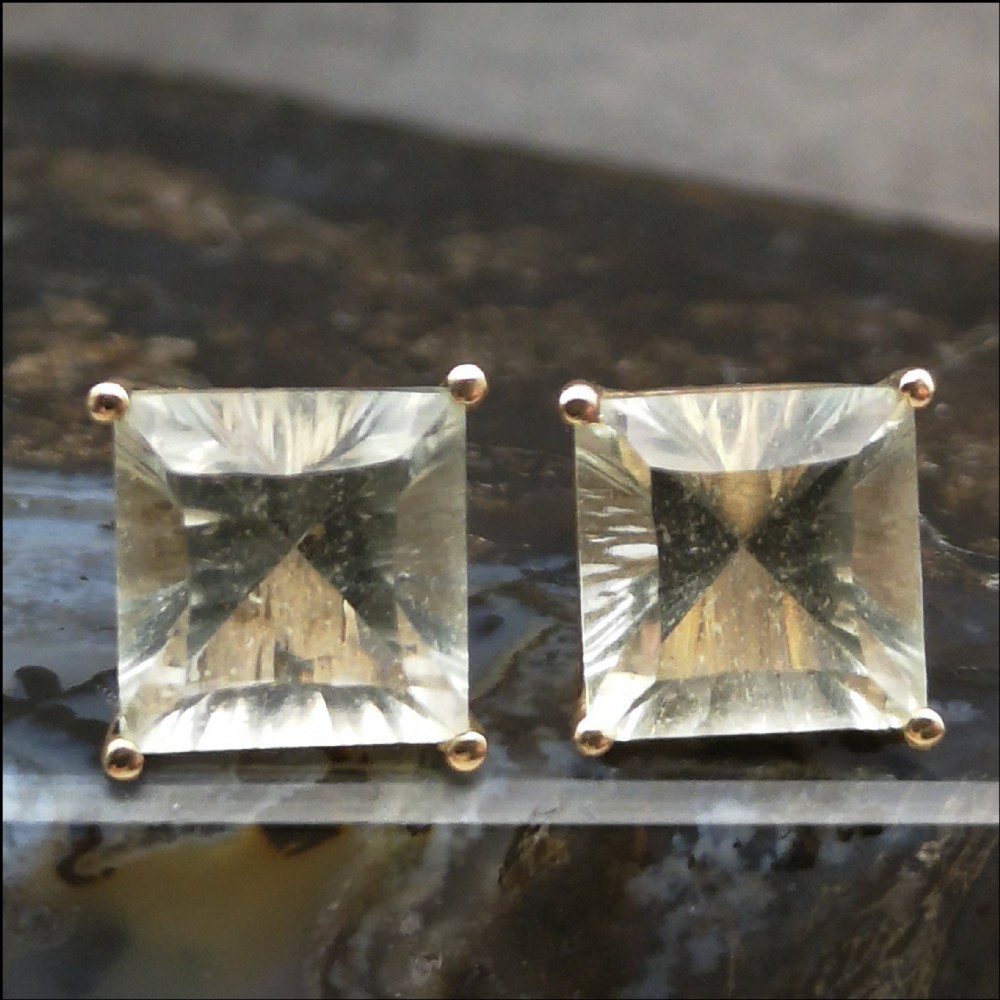 9ct Gold Green Amethyst Earrings
