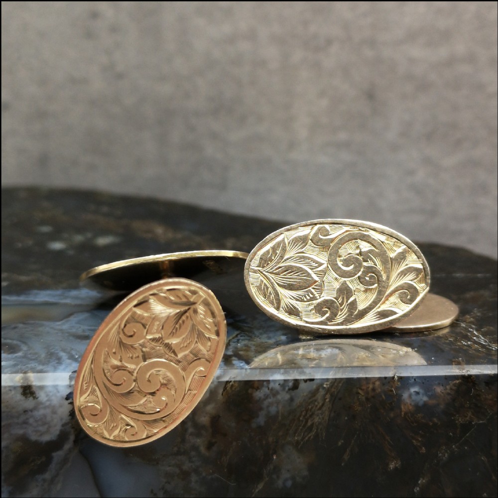 9ct Gold Heavy Antique Cufflinks Beautifull Condition d.1900, Come Fully Boxed