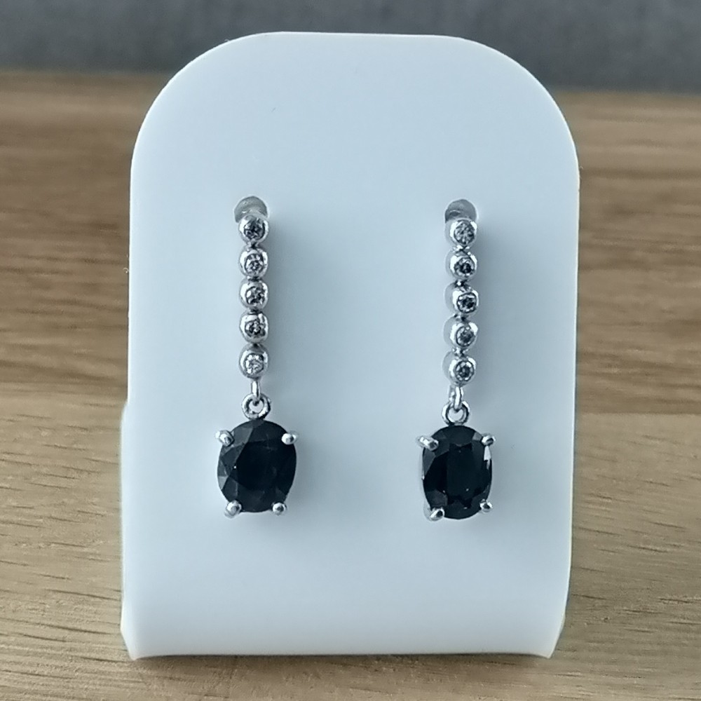 18ct White Gold Sapphire and Diamond Drop Earrings