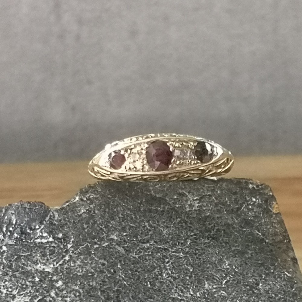Edwardian 18ct Gold Diamond and Ruby Ring
