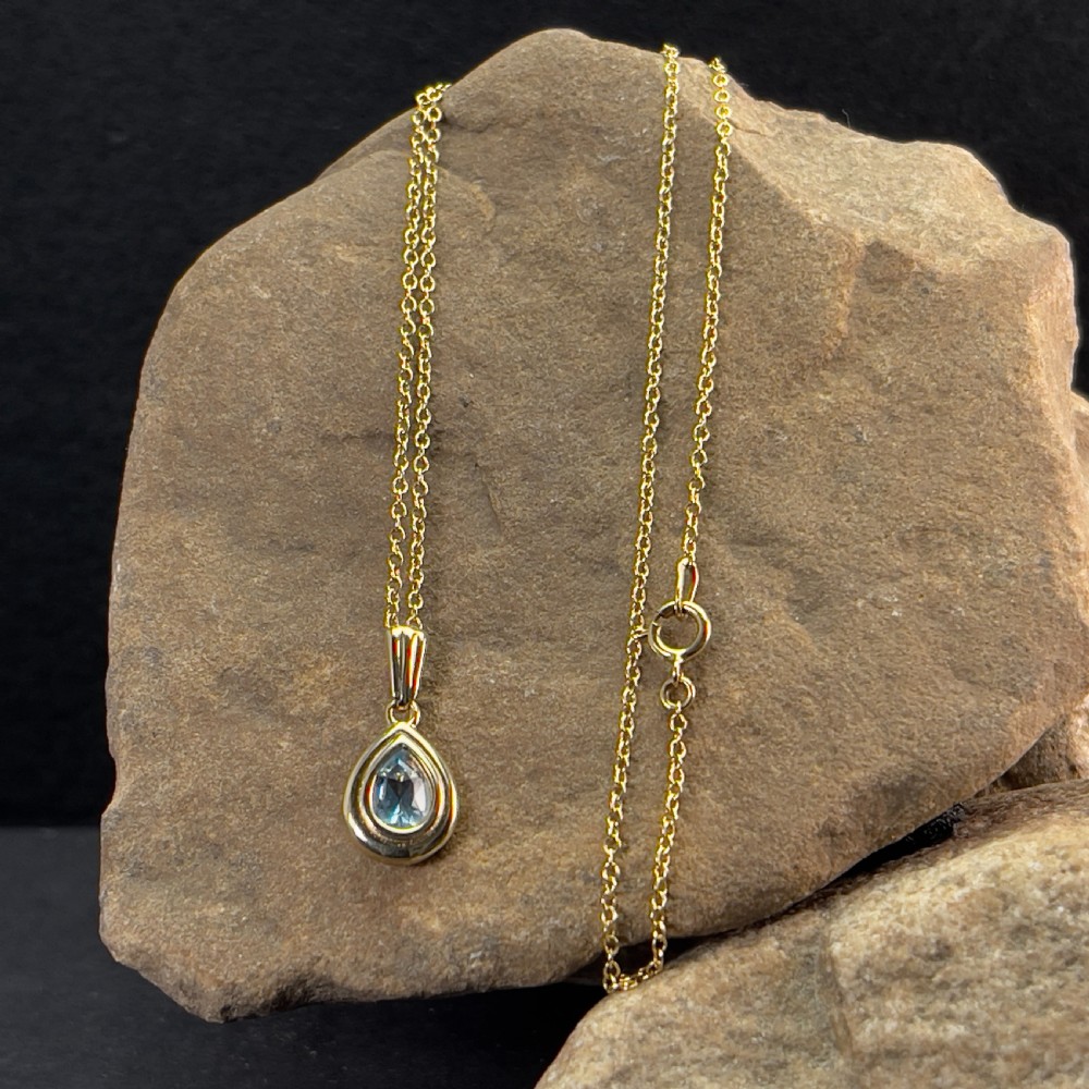 9ct Gold Blue Topaz Pendant Necklace
 View III