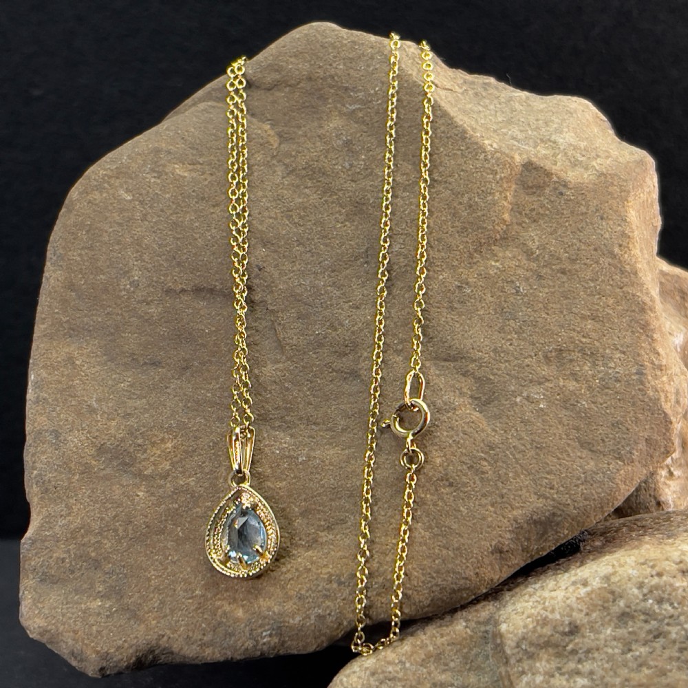 9ct Gold Blue Topaz Pendant Necklace
 View IV